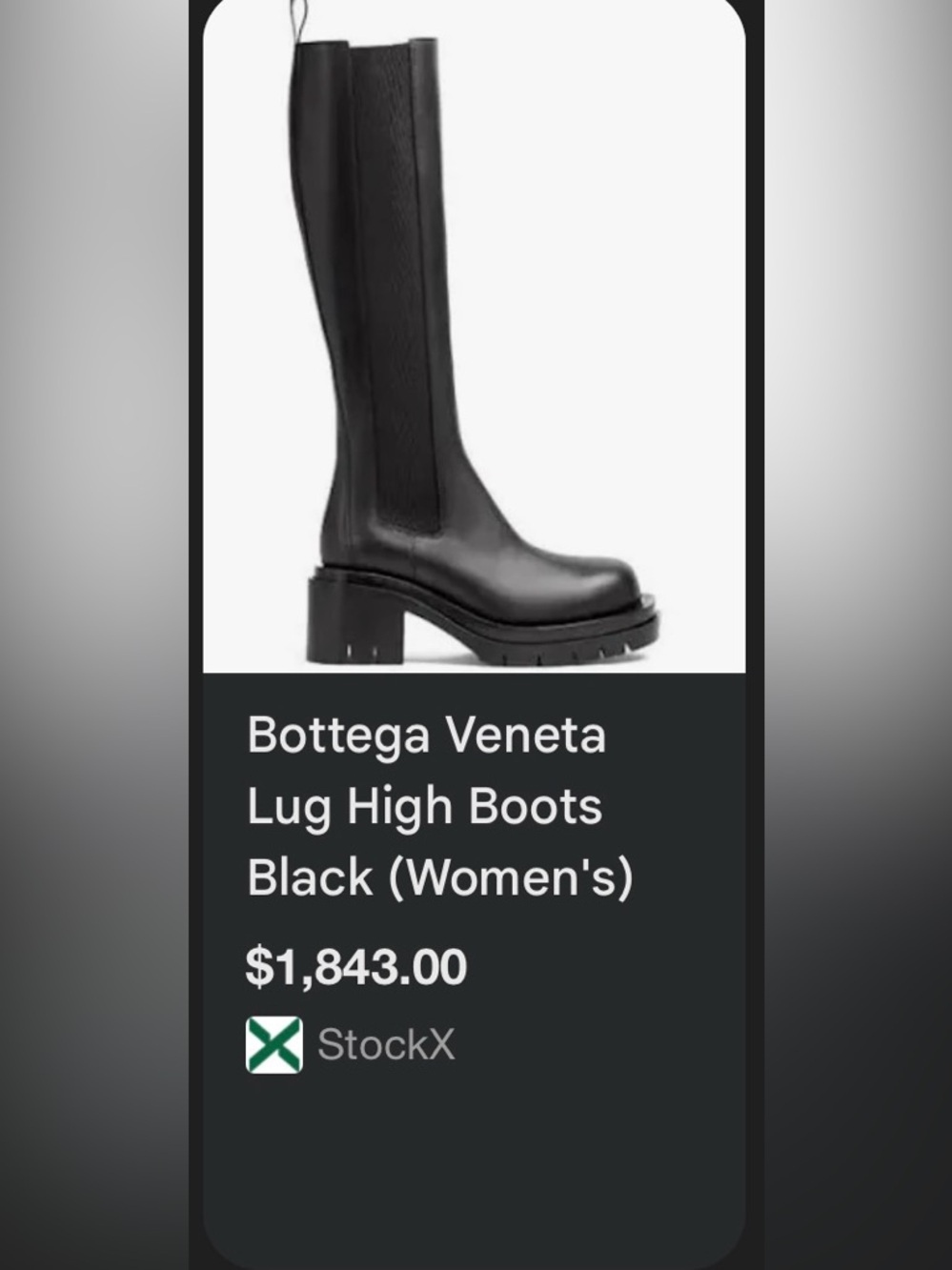 Size 38.5 Bottega Veneta Lug Sole Leather Knee-High Boots Black